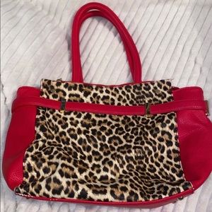 Charming Charlie red cheetah purse with wallet